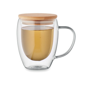 Mug en verre double paroi SAGE personnalisé | Borosilicate & Bambou