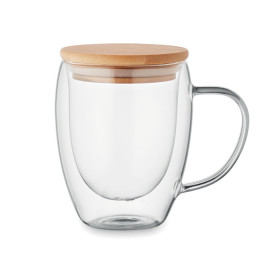 Mug en verre double paroi SAGE personnalisé | Borosilicate & Bambou