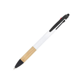 Stylo 3 couleurs avec grip en bambou SAMU personnalisé - vue 2