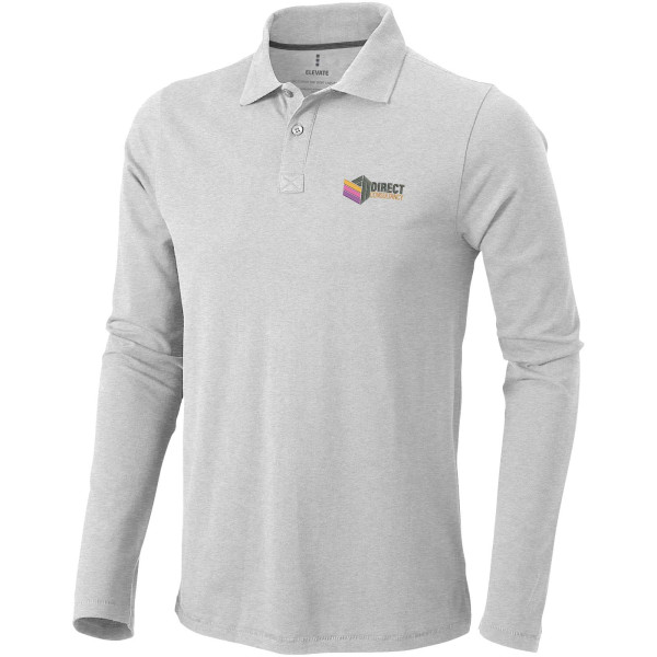 Polo manches longues TAKA gris mélange personnalisé avec logo