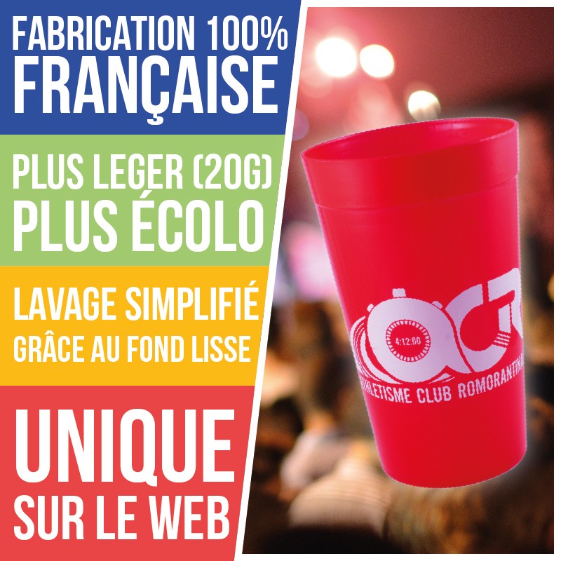 Gobelet en plastique réutilisable 30 cl made in France