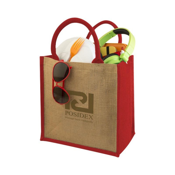 Grand sac bicolore publicitaire en toile de jute