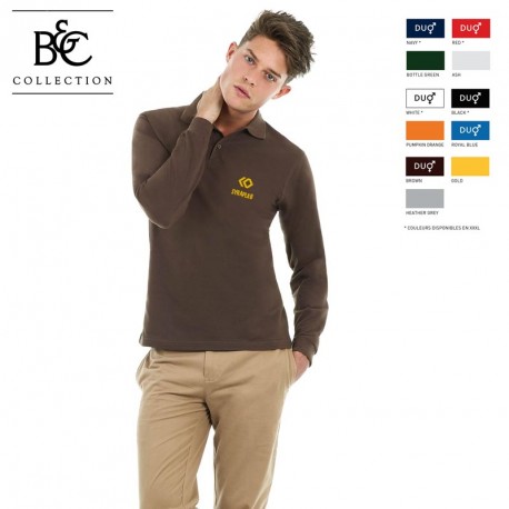Polo manche longue B&C Safran personnalisé