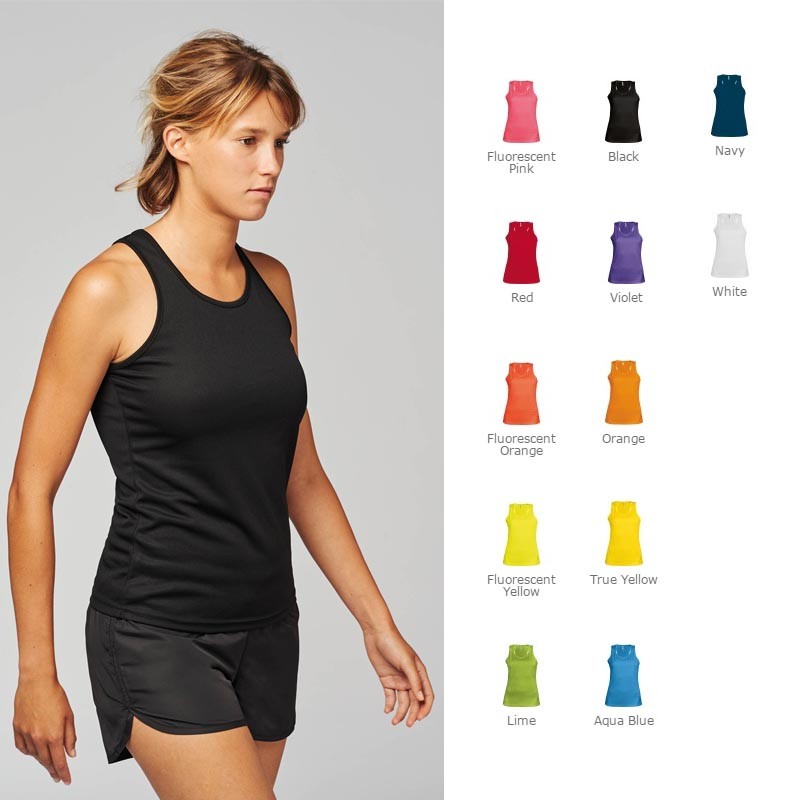 Débardeur de sport pour femme personnalisable. T-shirt sans manche sport