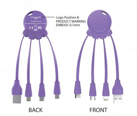 EXPRESS 72h - Chargeur multi cable publicitaire Eco friendly de couleur -  Octopus Eco, Xoopar