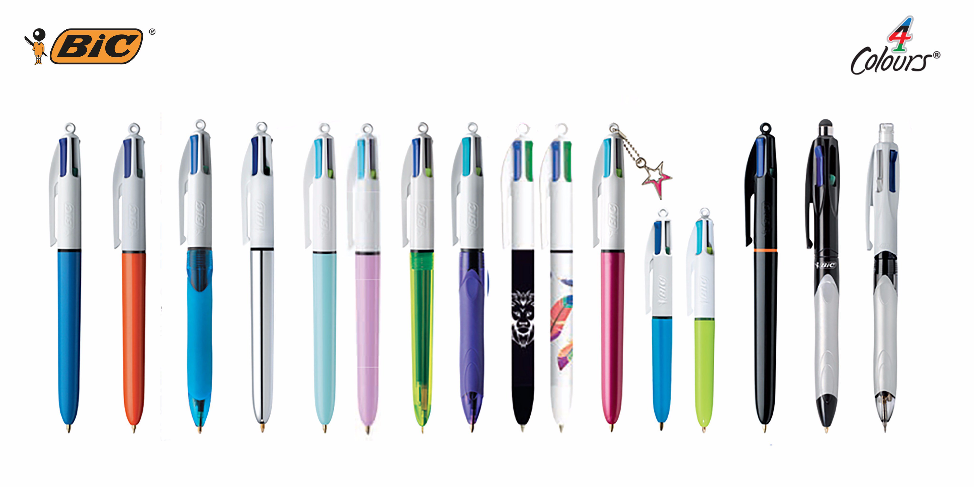 Stylos à bille BIC 4 couleurs - différentes couleurs et tailles d