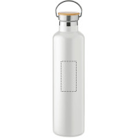 Zone de marquage Position 4 pour Bouteille isotherme TOMAX personnalisée 1 litre avec poignée - Inox et bambou