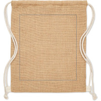 Zone de marquage Position 2 pour Sac à dos personnalisé LUONTA en jute avec cordons blancs ou noirs