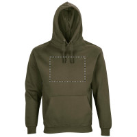 Zone de marquage Position 1 pour Sweat-shirt à capuche ZEIA personnalisé avec logo
