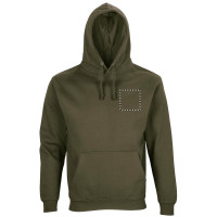 Zone de marquage Position 3 pour Sweat-shirt à capuche ZEIA personnalisé avec logo