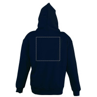 Zone de marquage Position 2 pour Sweat à capuche enfant NUFI personnalisé avec logo